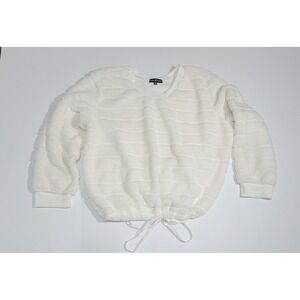 Women's Almost Famous White Faux Fur Textured Sweatshirt 2X Winter Fall Cozy